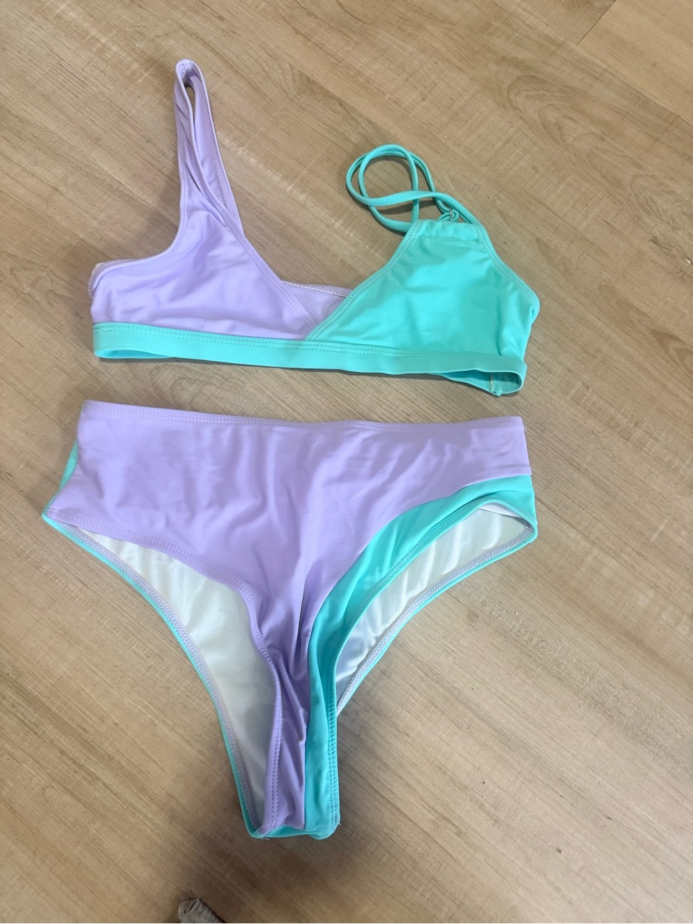 Lavender and Mint Two-Tone Bikini Set